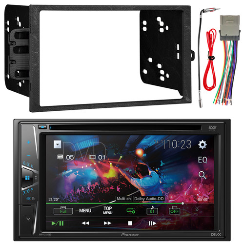 Pioneer AVH-G115DVD In-Dash Double-DIN CD/DVD Player USB Multimedia Receiver Bundle Combo with Enrock Dash Install Kit, Radio Wiring Harness, Antenna Adapter (Compatible with Select GM Vehicles)