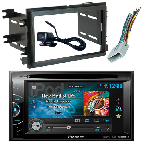 Pioneer AVH-X1650DVD Double DIN CD/DVD Player USB AUX Multimedia Receiver Bundle Combo with HD Wideview Angle Reverse Camera, Scosche FD1426B Double DIN Dash Kit, Scosche FD23B Radio Wiring Harness