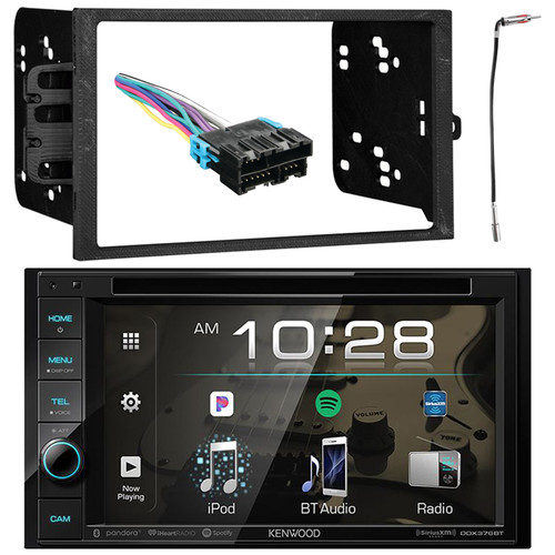 Kenwood DDX376BT Double DIN AM/FM DVD Player Bluetooth USB Multimedia Receiver Bundle Combo with Metra Radio Wiring Harness, Enrock Dash Kit, Antenna Adapter (Compatible with Select GM Vehicles)