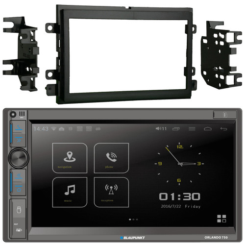 Blaupunkt Orlando 750 6.9" Touchscreen Double DIN Bluetooth USB AM/FM Radio Receiver Bundle Combo With Double DIN Stereo Installation Kit for Select 2004-up Ford Vehicles