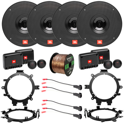 2 Pairs (QTY 4) of JBL Club 602C 6.5" 2-Way Car Audio Component Speakers Bundle with Speaker Wire Harnesses, Mounting Bracket Adaptors, 16 Gauge Wire (Compatible with Select 1988-Up GM Vehicles)