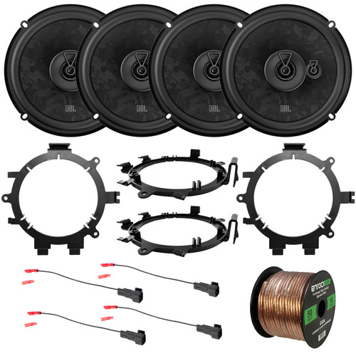 4x JBL Stage3 68MF 6.5" 560W Max Power 3-Way Car Audio Speakers, 4x 5.25" or 6.5" Speaker Mounting Bracket Adaptors, 2x Speaker Wire Harness, Speaker Wire (Bundle Fits Select 1995-2009 GM Vehicles)