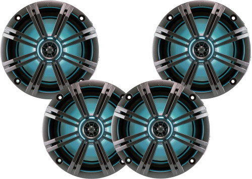 Kicker LED Charcoal OEM Replacement Marine 8" 4O Coaxial speaker Bundle - 4 Speakers