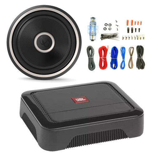 JBL Club A600 High Performance Compact Class D Car Audio Mono Subwoofer Amplifier Bundle with Infinity KAPPA 1000W 10" High-Performance 1800W Peak Power Car Audio Subwoofer and Amplifier Wiring Kit