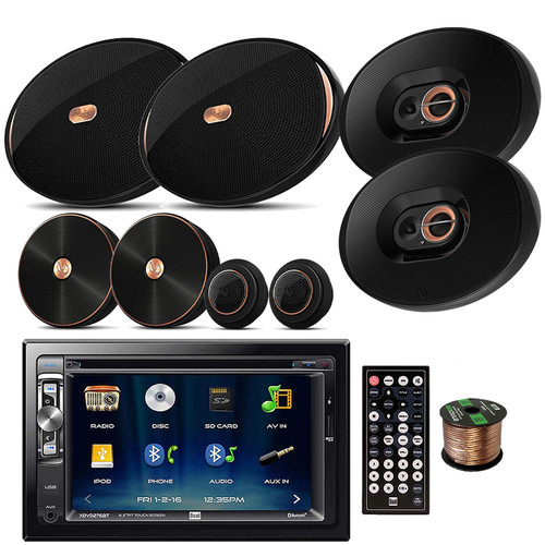 Dual XDVD276BT Double DIN CD/DVD/USB/AUX Bluetooth Stereo w/ 6.2" LCD Touchscreen Bundle with 2x Infinity 6x9” 360W Peak Power Speakers, 2x Infinity 6x9" 405W Peak Speakers, Speaker Wire