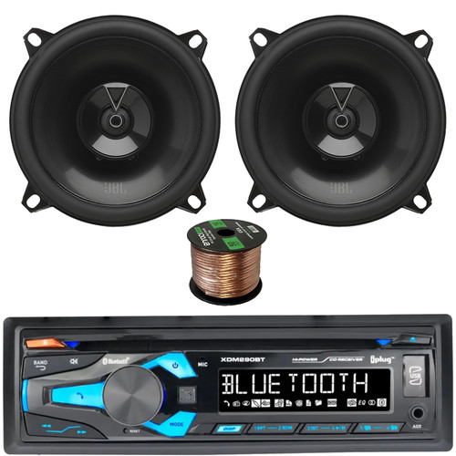 Dual Electronics XDM290BT Single-DIN Bluetooth USB/AUX MP3/CD Player AM/FM Headunit In-Dash Car Audio Stereo Receiver, 2x 5.25" 135W Max Power 2-Way Automotive Speakers W/50 Feet 16 Gauge Wire