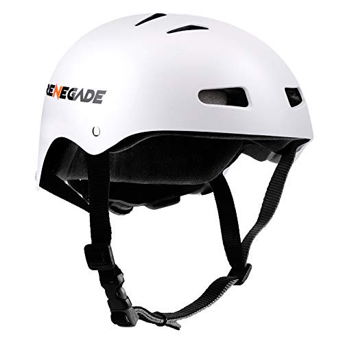 Adjustable Sports Safety Helmet - Multi-Sport Impact Protection Helmet for Children and Adults, Includes Travel Bag (White) (HURTSHLWH)