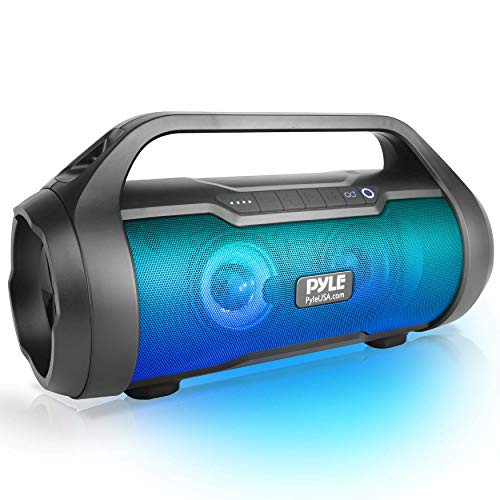 Bluetooth Boombox Speaker - Wireless & Portable Stereo Radio Speaker with Built-in RGB Lights, FM Radio