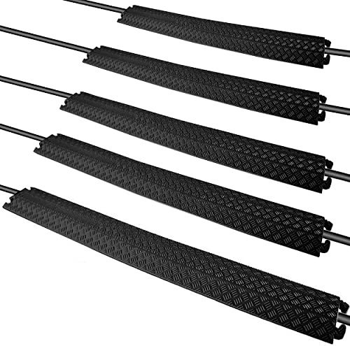 Durable Cable Protection Ramp Cover-Supports 11000lbs Single Channel Heavy Duty Hose and Cord Track Floor Protection, 39.4” x 5.11” x 0.78” Cable Concealer for Indoor Outdoor Use-Pyle PCBLCO101X5BK
