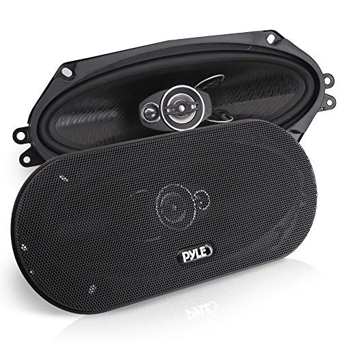 Three-Way Sound Speaker System - One Pair 4'' x 10'' Three-Way Triaxial Loud Audio, 300 Watts w/ 4 Ohm Impedance and 3/4'' Piezo Tweeter for Car Component Stereo