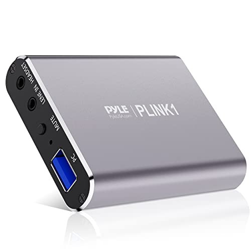 Pyle Capture Card - Full HD 1080p 4K HDMI-to-USB Audio-Video Via DSLR Camcorder Action Cam, Ultra Low Latency, Record to Computer for Gaming, Streaming, Conference or Live Broadcasting - PLINK1