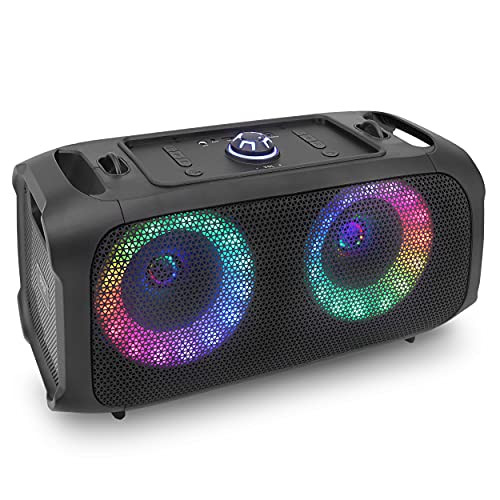 Wireless Portable Bluetooth Boombox Speaker - 500W Rechargeable Boom Box Speaker Portable Barrel Loud Stereo System - Flashing LED, FM Radio/Aux/MP3/USB Flash Drive/Micro SD, & 1/4 in - Pyle PPHP652B