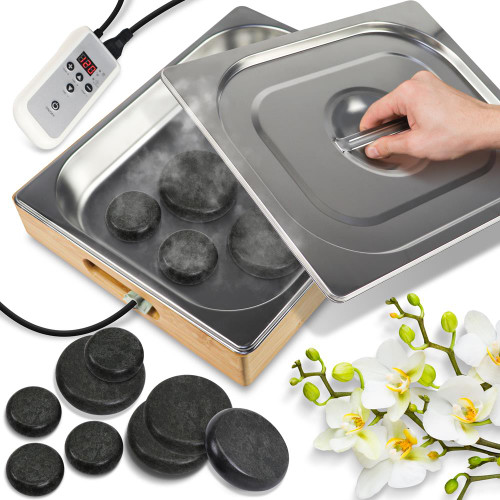SereneLife Hot Stone Massage Kit - Portable Heated Rock Therapy
