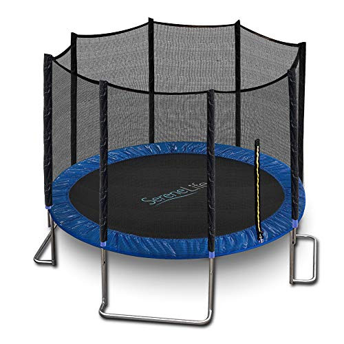 Outdoor Trampoline with Enclosure 12FT - Full Size Backyard Trampoline with Safety Net - Enclosed Trampoline for Kids, Teen, Adult - 12 Feet Indoor Outdoor Trampolines - SereneLife SLTRA12BL