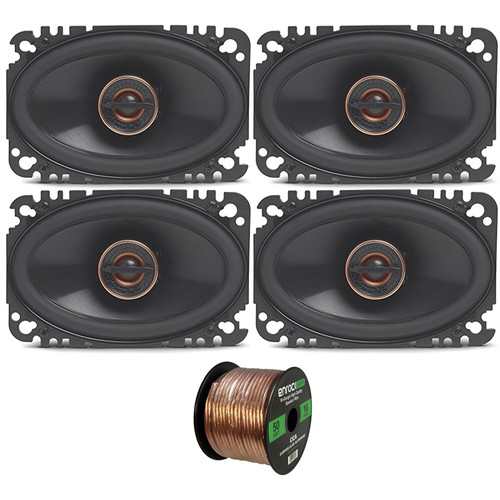 2 Pairs (QTY 4) of Infinity Reference 6432CFX 4x6" 135 Watts Peak Power 2-Way Car Audio Vehicle Speakers Bundle Combo with 16 AWG Gauge 50 Feet Speaker Wire Cable