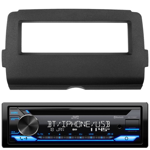 JVC KD-T720BT Single DIN Bluetooth USB/AUX CD Player AM/FM Radio Multimedia Stereo Receiver Bundle Combo With Single DIN In-Dash Stereo install Kit for Select 2014-UP HD Batwing Fairing