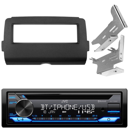 JVC KD-T720BT Single-DIN Bluetooth USB/AUX CD Player AM/FM Radio Multimedia Car Audio Stereo Receiver, Single-DIN Stereo Install Kit (Bundle Fits 2014-UP Harley-Davidson Bat Wing Fairing)