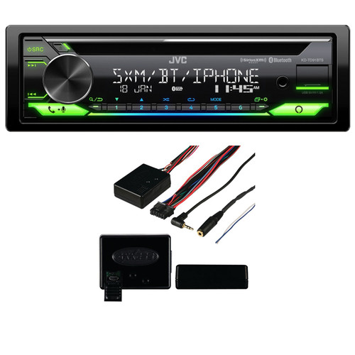 JVC KD-TD91BTS Single DIN In-Dash CD Player Bluetooth USB AUX AM/FM Radio Stereo SiriusXM Ready Receiver with Universal Steering Wheel Control Interface