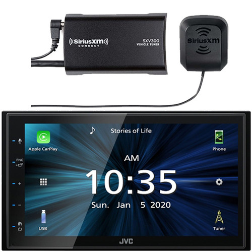 JVC KW-M56BT 6.8" Capacitive Touch Monitor Double-DIN Bluetooth USB/MP3 AM/FM Radio Digital Media Stereo Receiver, SiriusXM SXV300v1 Satellite Radio Connect Vehicle Tuner Kit for Satellite Radio