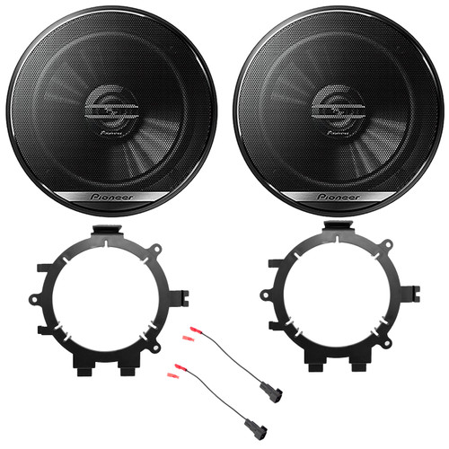 2x Pioneer TS-G1620F 6.5" 300 Watt Peak Power 2-Way Coaxial Car Audio Speakers, 2x 5.25" or 6.5" Speaker Mounting Bracket Adaptor, Speaker Wire Harness (Bundle Fits Select 1995-2009 GM Vehicles)