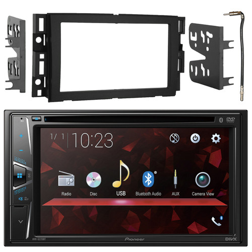 Pioneer AVH-G225BT Double DIN Bluetooth USB AUX Multimedia AV CD/DVD Player Receiver, Antenna Adapter Compatible, Double-DIN Radio Installation Multi Kit (Fits Select 2006 and Up GM Vehicles)