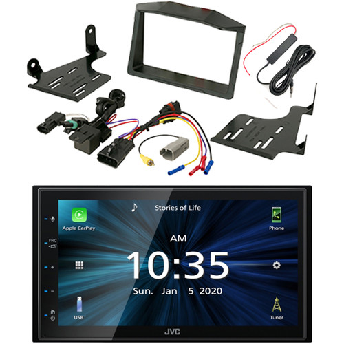 JVC KW-M56BT 6.8" Capacitive Touch Monitor Double DIN AM/FM Radio Stereo USB Bluetooth Digital Media Receiver, Antenna Amplifier Booster Kit, Radio Install Kit (Bundle Fits 2015-Up Polaris Slingshot)