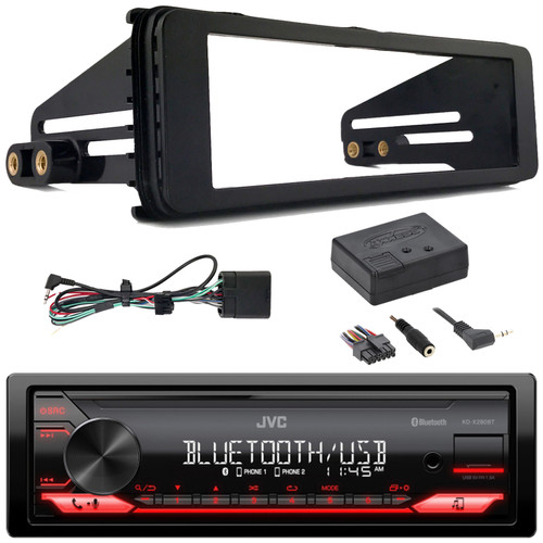 JVC KD-X280BT Single Din Bluetooth USB/AUX AM/FM Radio Digital Media In-Dash Stereo Receiver, Steering Wheel Control Interface, Single-DIN Stereo Installation Kit Fits 1998-2013 Harley Davidson