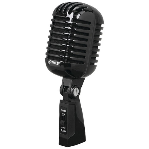 Pyle PDMICR42BK Classic Retro Vintage Style Dynamic Vocal Microphone with 16ft XLR Cable (Black)