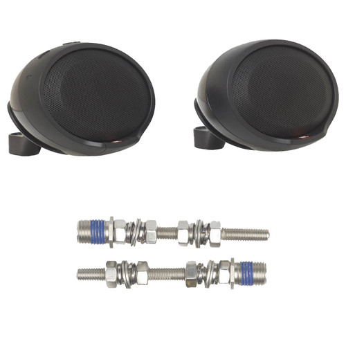 2x JBL Cruise Handlebar-Mount Weather-Resistant Bluetooth Black Speaker Pods for Motorcycles and Scooters with Cruise Bolt Kit for Speaker Pods Install (works with 1982-up Harley-Davidson motorcycles)