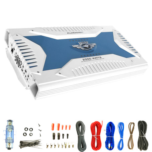 Pyle PLMRA630BT 2000 Watt 6-Channel Marine Bluetooth Amplifier Bundle Combo with 8 Gauge Amplifier Wiring Installation Kit