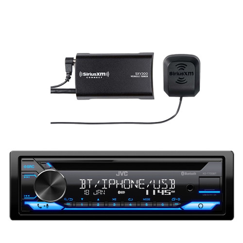 JVC KD-T720BT Single DIN Marine USB Bluetooth CD Player Stereo Receiver with Satellite Radio Connect Vehicle Tuner Kit