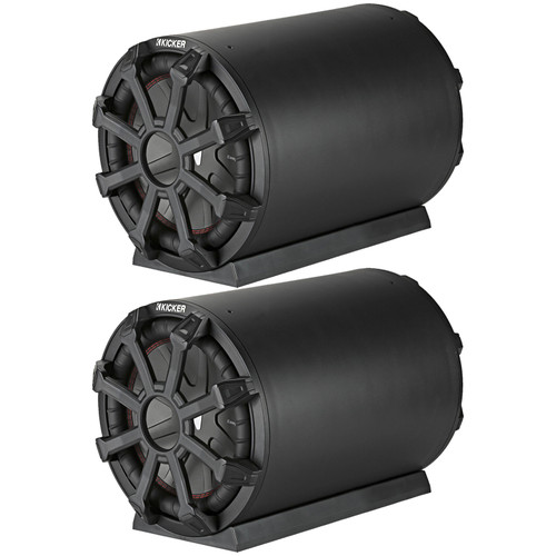 Pair of Kicker 46CWTB102 10" 800 Watt 2 Ohm Tube Subwoofer Enclosure (Black)