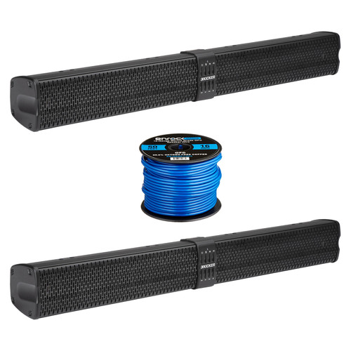 Pair (QTY 2) of Kicker KPB2 34" 300 Watt Peak Power Bluetooth WeatherProof Black Soundbar Speaker System w/Wireless Remote with Speaker Wire