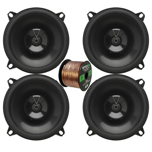 2 Pair (Qty 4) of JBL Club Series 54F 5.25" 135 Watt Peak Power 2-Way Car Audio Speakers with No Grilles and 50 Feet 16 Gauge Speaker Wire