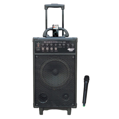 Pyle PWMA860I 500W VHF Wireless Portable PA System /Echo W/iPod Dock