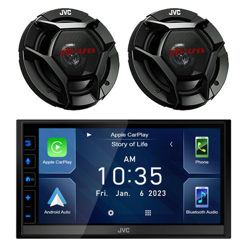 Car Audio Package: 6.8" WVGA Touchscreen Monitor Double DIN Bluetooth USB/HDMI HD Radio Digital Media Receiver with 6.5" 300 Watt Max Power 2-Way Automotive Audio Coaxial Speakers (Pair)