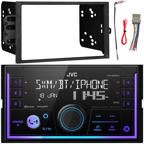 JVC KW-X850BTS Double DIN Mechless Bluetooth USB/AUX AM/FM Digital Media Car Audio Stereo Receiver, Double DIN Stereo Install Kit, Wiring Harness, Antenna Adapter (Bundle Fits 2000-2008 GM Vehicles)