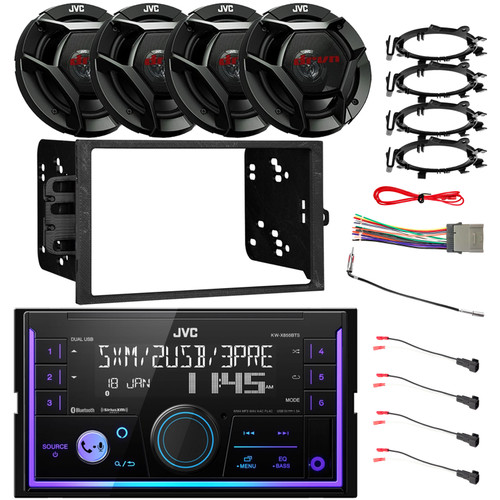 JVC KW-X855BTS Double DIN Bluetooth USB AM/FM Digital Media Stereo Built-In Amazon Alexa Receiver W/Install Kit, 4x 6.5" 300W Max Speakers W/Adaptors, Antenna Adapter, Wiring Harness, Speaker Harness