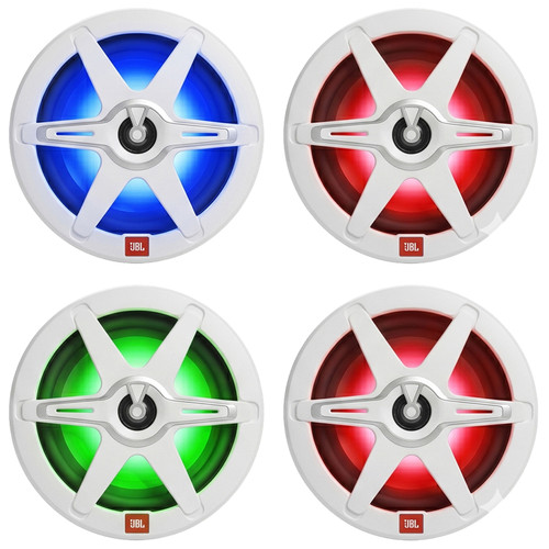 Two Pairs (QTY 4) Of JBL Club 82 8" OEM Replacement 450 Watt Max Power 2-Way High-Perfomance Marine Speakers with RGB Illumination (White and Gray Grilles)