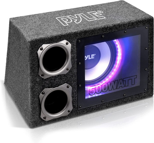 Pyle PLBNPS11 10" Single Series 500W Rear Vented LED Car Audio Loaded Subwoofer Enclosure w/ Remote Control