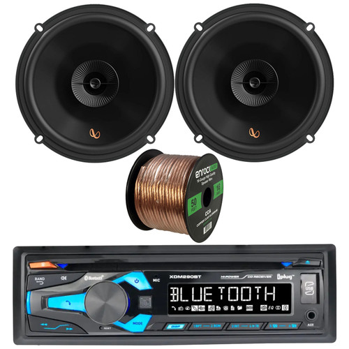 Dual Electronics XDM290BT Single DIN In-Dash CD Player Bluetooth MP3 AUX USB AM/FM Stereo Receiver w/2x Infinity Primus PR603F 6.5" 150W Max Power 2-Way Multi-Element Car Audio Speakers + Speaker Wire
