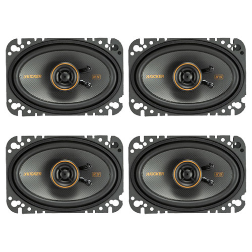 Kicker 4x6" 150 Watt Peak Power 4-Ohm 2-Way Thin-Mount Car Audio Speakers (Qty 4)