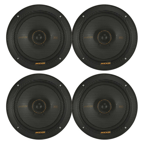 Kicker 6.5" 200 Watt Peak Power 4-Ohm 2-Way Thin-Mount Car Audio Speakers (Qty 4)