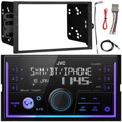 JVC KW-X850BTS Double DIN Mechless Bluetooth USB/AUX AM/FM Radio Digital Media Car Stereo Receiver, Double DIN Stereo Install Kit, Wiring Harness, Antenna Adapter, Antenna (Fits 2000-2008)