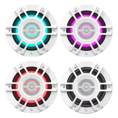 Infinity 8" 500 Watt Peak Power 3-Way White Marine Boat Audio Speakers with RGB Lighting (2 Pair, Bulk Packaging)