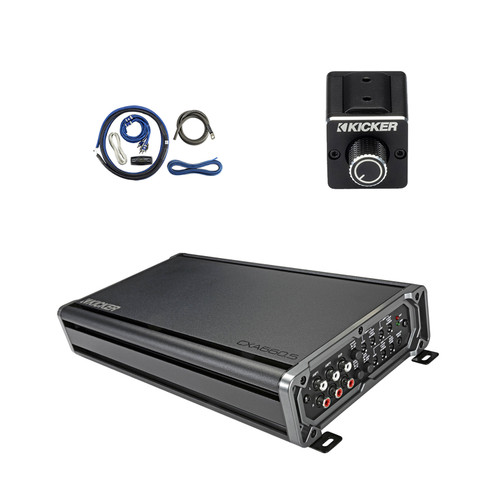 Kicker CXA660.5 4x90-Watt 4-Channel Full-Range Amplifier w/300-watt Class D Sub Channel with Dual Bass Remote, Wiring Install Kit