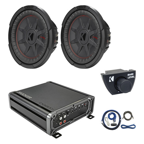 Kicker CXA800.1 800 Watt Class D Mono Car Audio Amplifier with Remote, Wiring Install Kit, 10" 800 Watt Peak Power DVC 2-Ohm Ultra-Thin Car Audio Subwoofer