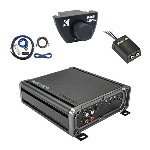 Kicker CXA800.1 800 Watt Class D Mono Car Audio Amplifier with Remote and Wiring Install Kit, Stereo Line Output Converter