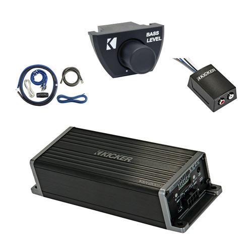 Kicker KEY200.4 200 Watt 4-Channel Full-Range Auto-EQ Smart Amplifier with Remote, Wiring Install Kit, Stereo Line Output Converter