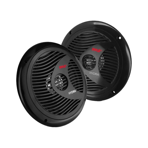 2x Pyle PLMR60B 6.5" 150 Watt Max Power Full Range Dual Cone Waterproof Boat Black Stereo Speakers